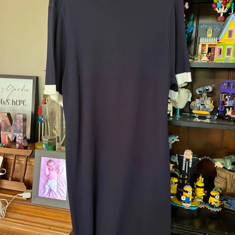 J. Crew Navy Ribbed Polo Dress with White Trim NWT 3x